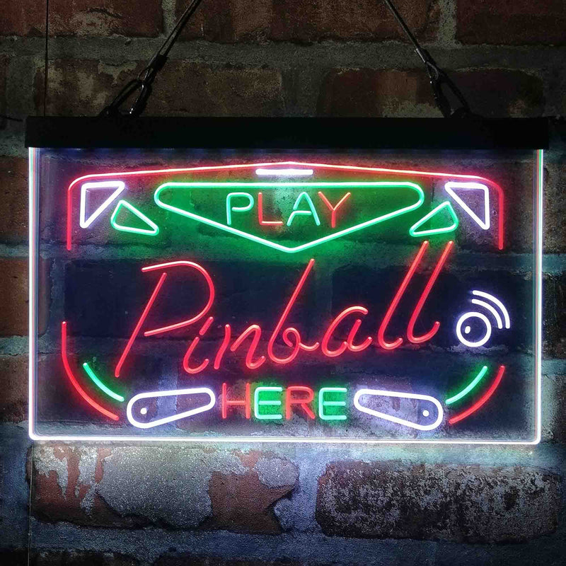 Play Pinball Here Game Room Deluxe App-Enabled 3-Color LED Light Sign - LED Gift Works