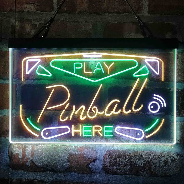 Play Pinball Here Game Room Deluxe App-Enabled 3-Color LED Light Sign - Way Up Gifts