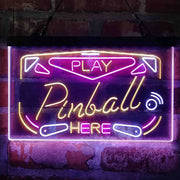 Play Pinball Here Game Room Deluxe App-Enabled 3-Color LED Light Sign - LED Gift Works