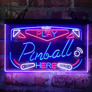 Play Pinball Here Game Room Deluxe App-Enabled 3-Color LED Light Sign - LED Gift Works