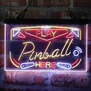 Play Pinball Here Game Room Deluxe App-Enabled 3-Color LED Light Sign - LED Gift Works