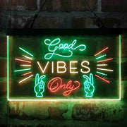 Good Vibes Only Victory Hand Deluxe App-Enabled 3-Color LED Light Sign - LED Gift Works