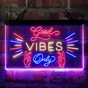 Good Vibes Only Victory Hand Deluxe App-Enabled 3-Color LED Light Sign - LED Gift Works