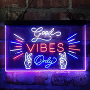 Good Vibes Only Victory Hand Deluxe App-Enabled 3-Color LED Light Sign - LED Gift Works