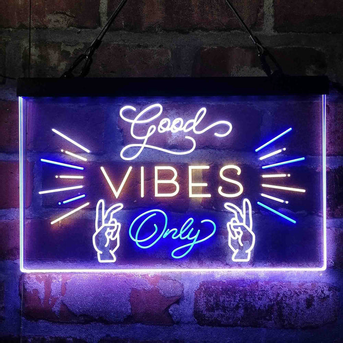 Good Vibes Only Victory Hand Deluxe App-Enabled 3-Color LED Light Sign - Way Up Gifts
