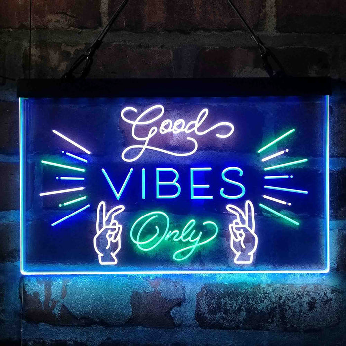 Good Vibes Only Victory Hand Deluxe App-Enabled 3-Color LED Light Sign - Way Up Gifts