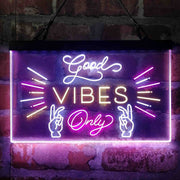 Good Vibes Only Victory Hand Deluxe App-Enabled 3-Color LED Light Sign - LED Gift Works