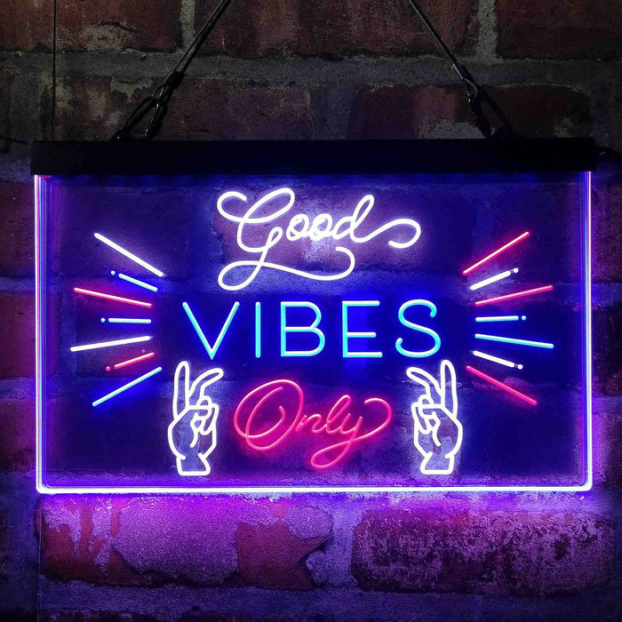Good Vibes Only Victory Hand Deluxe App-Enabled 3-Color LED Light Sign - Way Up Gifts