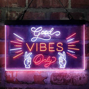 Good Vibes Only Victory Hand Deluxe App-Enabled 3-Color LED Light Sign - LED Gift Works