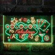 Welcome to Las Vegas Casino Beer Bar Deluxe App-Enabled 3-Color LED Light Sign - LED Gift Works