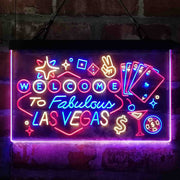 Welcome to Las Vegas Casino Beer Bar Deluxe App-Enabled 3-Color LED Light Sign - LED Gift Works