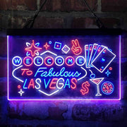 Welcome to Las Vegas Casino Beer Bar Deluxe App-Enabled 3-Color LED Light Sign - LED Gift Works