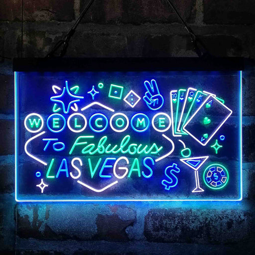 Welcome to Las Vegas Casino Beer Bar Deluxe App-Enabled 3-Color LED Light Sign - LED Gift Works