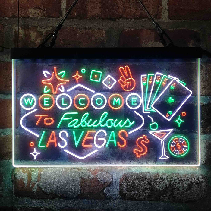 Welcome to Las Vegas Casino Beer Bar Deluxe App-Enabled 3-Color LED Light Sign - Way Up Gifts