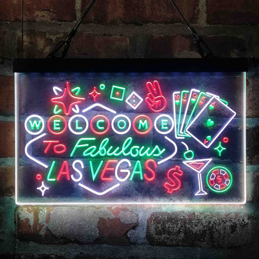 Welcome to Las Vegas Casino Beer Bar Deluxe App-Enabled 3-Color LED Light Sign - Way Up Gifts