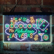 Welcome to Las Vegas Casino Beer Bar Deluxe App-Enabled 3-Color LED Light Sign - LED Gift Works