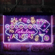 Welcome to Las Vegas Casino Beer Bar Deluxe App-Enabled 3-Color LED Light Sign - LED Gift Works