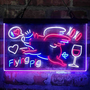 BBQ Flying Pig Decoration Deluxe App-Enabled 3-Color LED Light Sign | LED Wall Decor - LED Gift Works