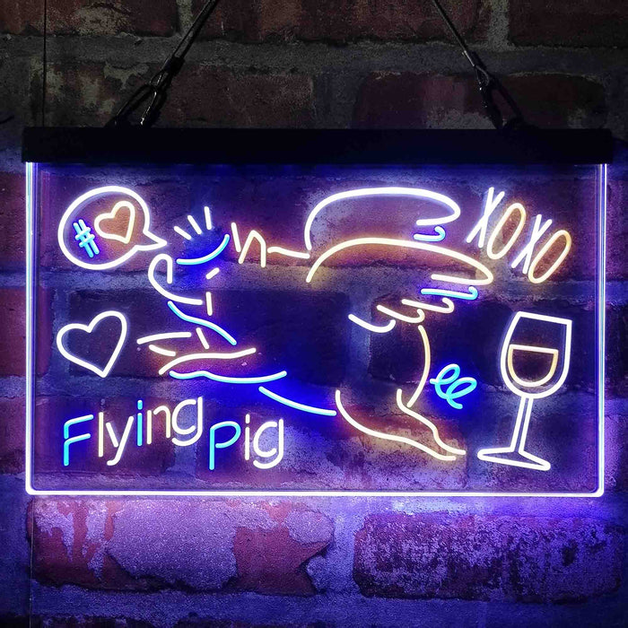 BBQ Flying Pig Decoration Deluxe App-Enabled 3-Color LED Light Sign - Way Up Gifts