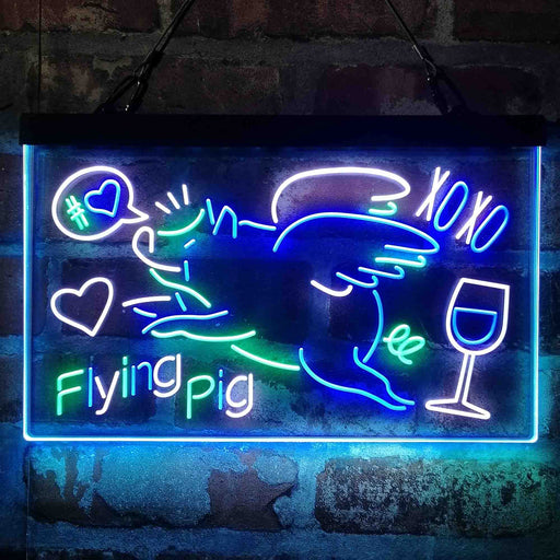 BBQ Flying Pig Decoration Deluxe App-Enabled 3-Color LED Light Sign - LED Gift Works
