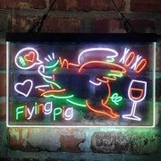 BBQ Flying Pig Decoration Deluxe App-Enabled 3-Color LED Light Sign | LED Wall Decor - LED Gift Works