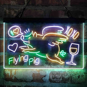 BBQ Flying Pig Decoration Deluxe App-Enabled 3-Color LED Light Sign | LED Wall Decor - LED Gift Works