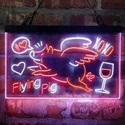 BBQ Flying Pig Decoration Deluxe App-Enabled 3-Color LED Light Sign | LED Wall Decor - LED Gift Works