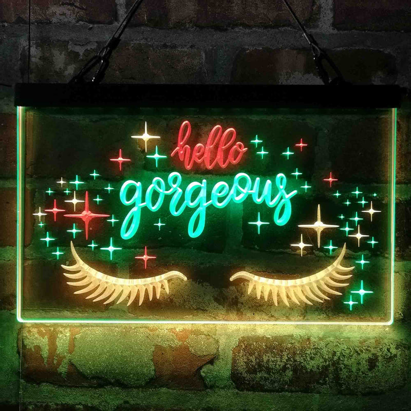 Hello Gorgeous Eyelash Room Deluxe App-Enabled 3-Color LED Light Sign - LED Gift Works