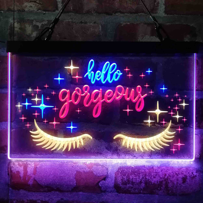 Hello Gorgeous Eyelash Room Deluxe App-Enabled 3-Color LED Light Sign - Way Up Gifts