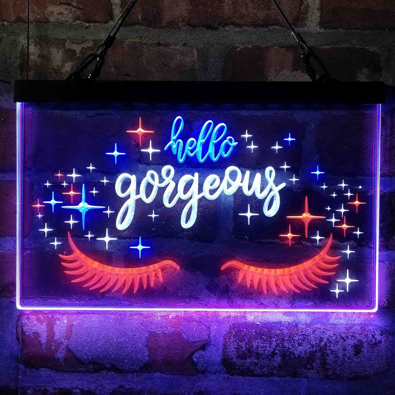 Hello Gorgeous Eyelash Room Deluxe App-Enabled 3-Color LED Light Sign - LED Gift Works
