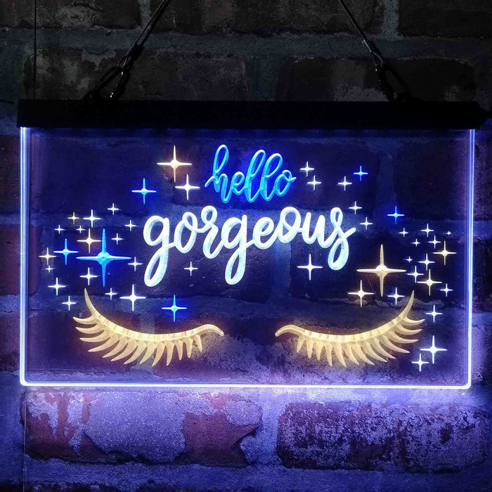 Hello Gorgeous Eyelash Room Deluxe App-Enabled 3-Color LED Light Sign - Way Up Gifts