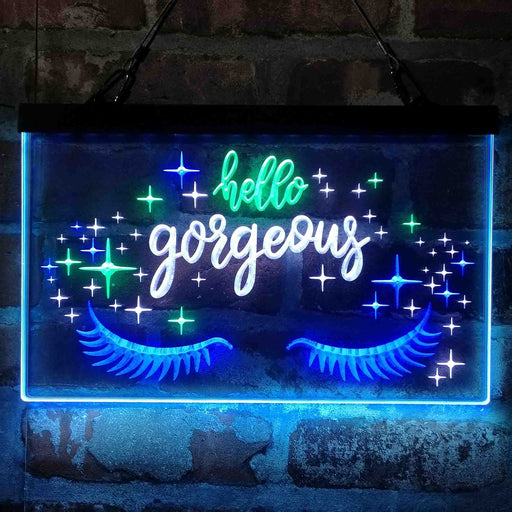 Hello Gorgeous Eyelash Room Deluxe App-Enabled 3-Color LED Light Sign - LED Gift Works