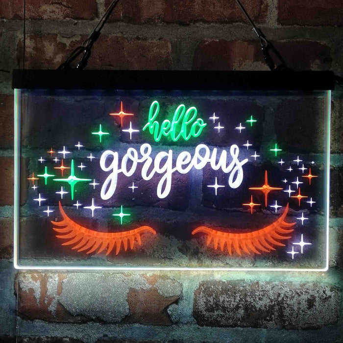 Hello Gorgeous Eyelash Room Deluxe App-Enabled 3-Color LED Light Sign - Way Up Gifts