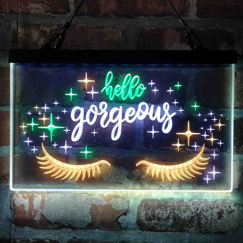 Hello Gorgeous Eyelash Room Deluxe App-Enabled 3-Color LED Light Sign - LED Gift Works