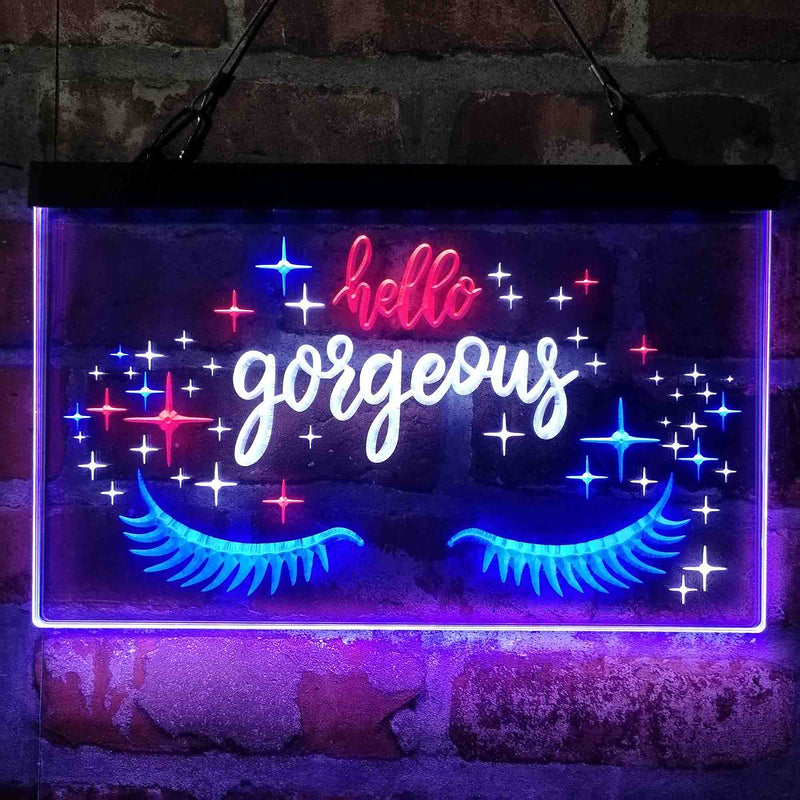 Hello Gorgeous Eyelash Room Deluxe App-Enabled 3-Color LED Light Sign - LED Gift Works