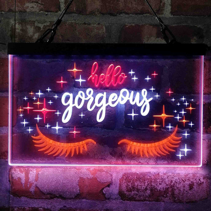 Hello Gorgeous Eyelash Room Deluxe App-Enabled 3-Color LED Light Sign - Way Up Gifts