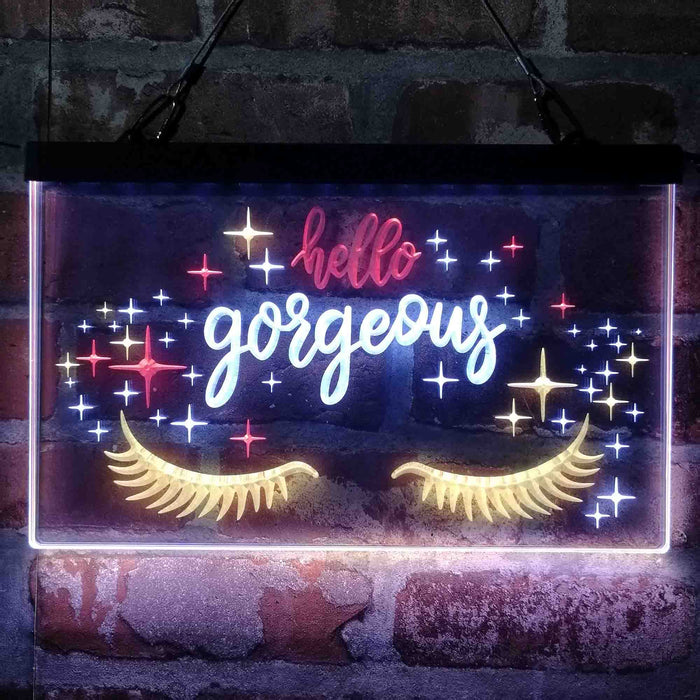 Hello Gorgeous Eyelash Room Deluxe App-Enabled 3-Color LED Light Sign - Way Up Gifts