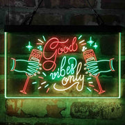 Good Vibes Only Cheers Deluxe App-Enabled 3-Color LED Light Sign - LED Gift Works