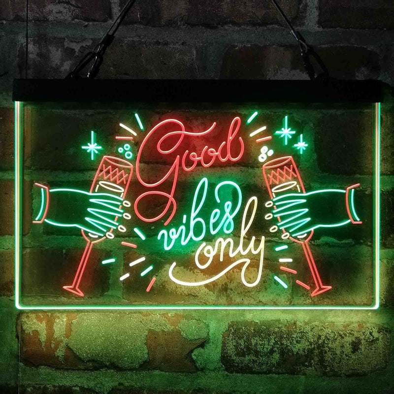 Good Vibes Only Cheers Deluxe App-Enabled 3-Color LED Light Sign - LED Gift Works