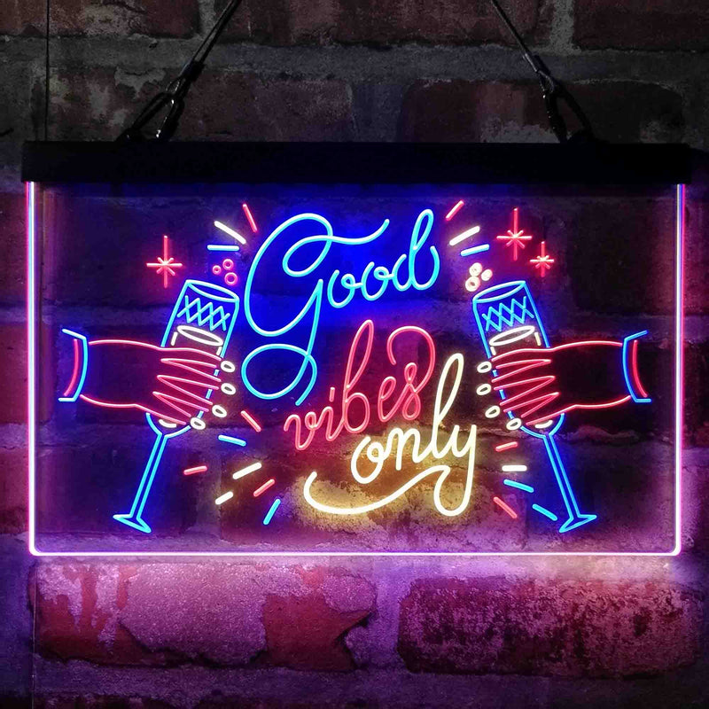Good Vibes Only Cheers Deluxe App-Enabled 3-Color LED Light Sign - LED Gift Works