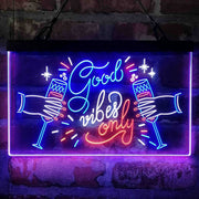 Good Vibes Only Cheers Deluxe App-Enabled 3-Color LED Light Sign - LED Gift Works