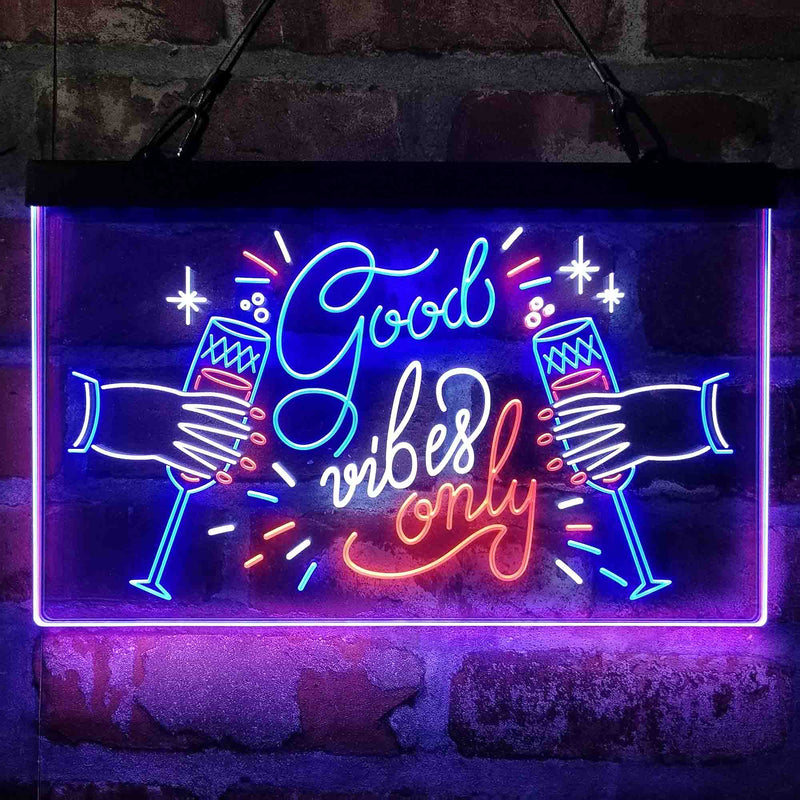 Good Vibes Only Cheers Deluxe App-Enabled 3-Color LED Light Sign - LED Gift Works