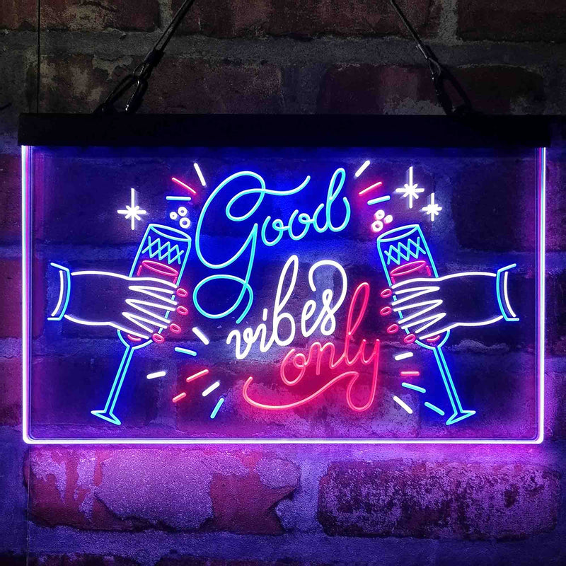 Good Vibes Only Cheers Deluxe App-Enabled 3-Color LED Light Sign - LED Gift Works