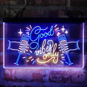 Good Vibes Only Cheers Deluxe App-Enabled 3-Color LED Light Sign - LED Gift Works
