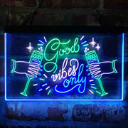 Good Vibes Only Cheers Deluxe App-Enabled 3-Color LED Light Sign - LED Gift Works