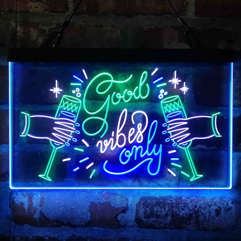 Good Vibes Only Cheers Deluxe App-Enabled 3-Color LED Light Sign - LED Gift Works