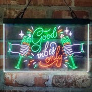 Good Vibes Only Cheers Deluxe App-Enabled 3-Color LED Light Sign - LED Gift Works