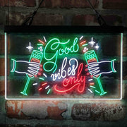 Good Vibes Only Cheers Deluxe App-Enabled 3-Color LED Light Sign - LED Gift Works