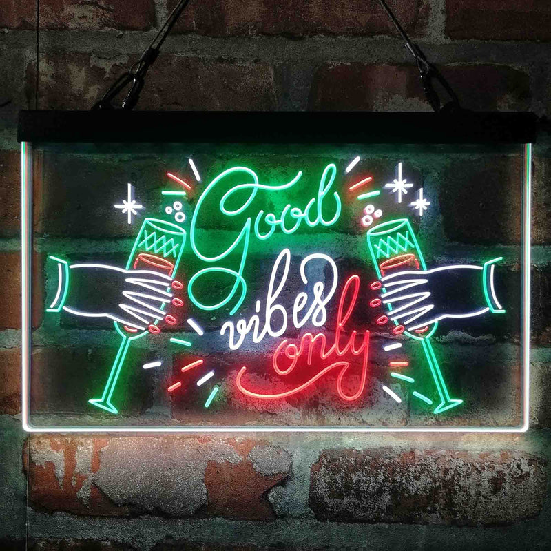 Good Vibes Only Cheers Deluxe App-Enabled 3-Color LED Light Sign - LED Gift Works