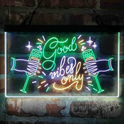 Good Vibes Only Cheers Deluxe App-Enabled 3-Color LED Light Sign - LED Gift Works